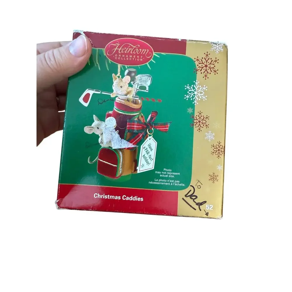 Vintage‎ Carlton Cards Christmas Caddies Mice golf ornament